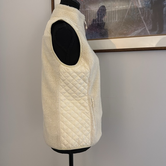 Vineyard Vines Sea View Sherpa Quilted Zip Up Vest Ivory - Size XS - Picture 4 of 9